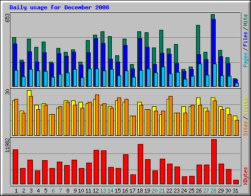 Daily usage for December 2008