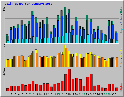 Daily usage for January 2012