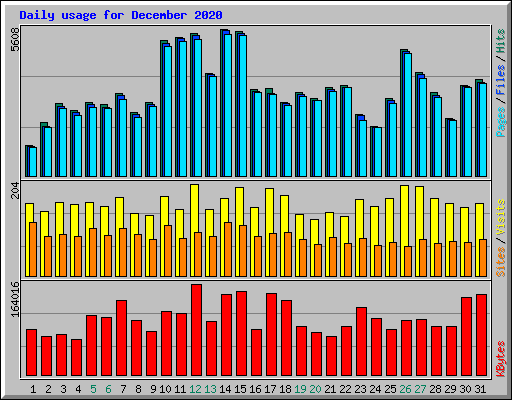 Daily usage for December 2020