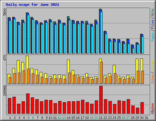 Daily usage for June 2021