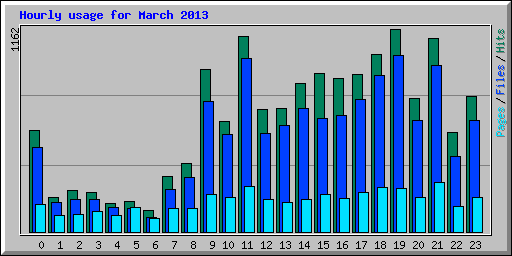 Hourly usage for March 2013
